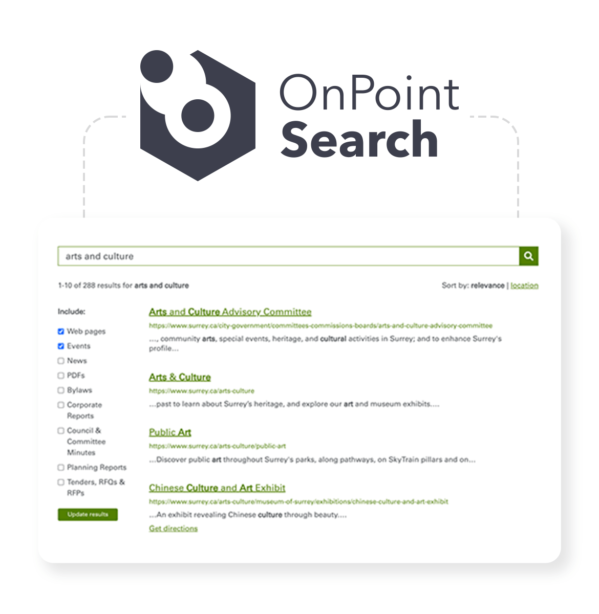 OnPoint search results on the City of Surrey site