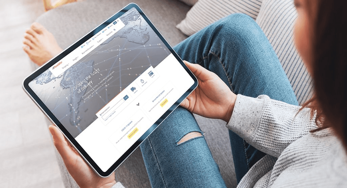 Purolator website on tablet