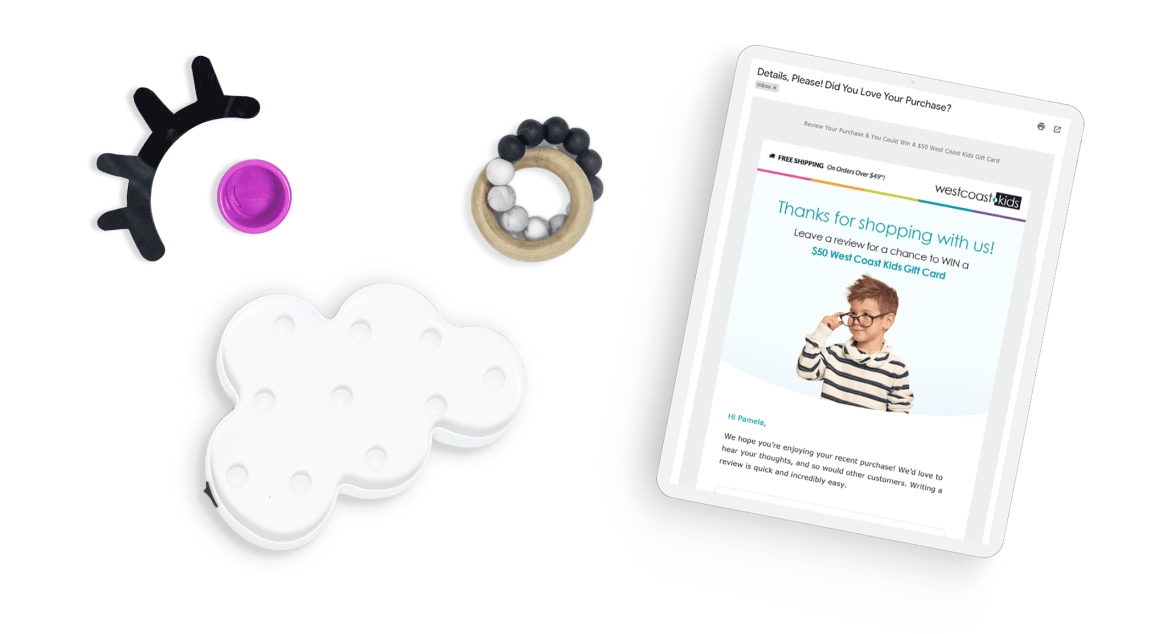 West Coast Kids email on tablet