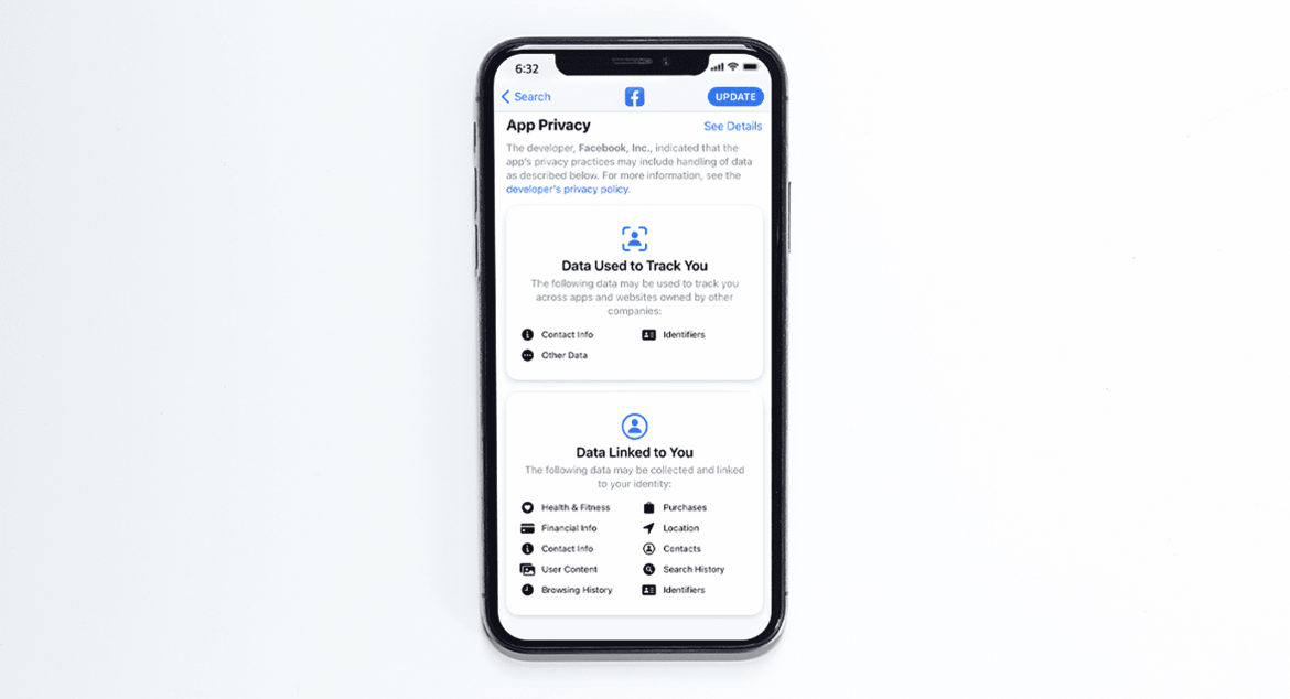 Facebook App privacy settings on phone