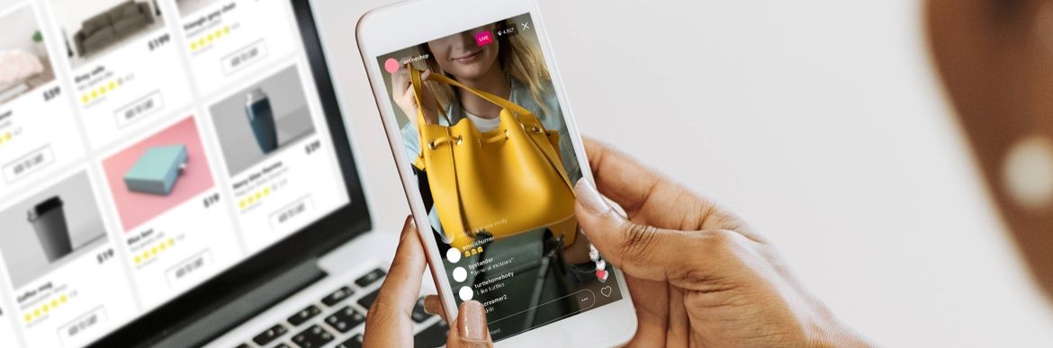 Woman shopping on phone