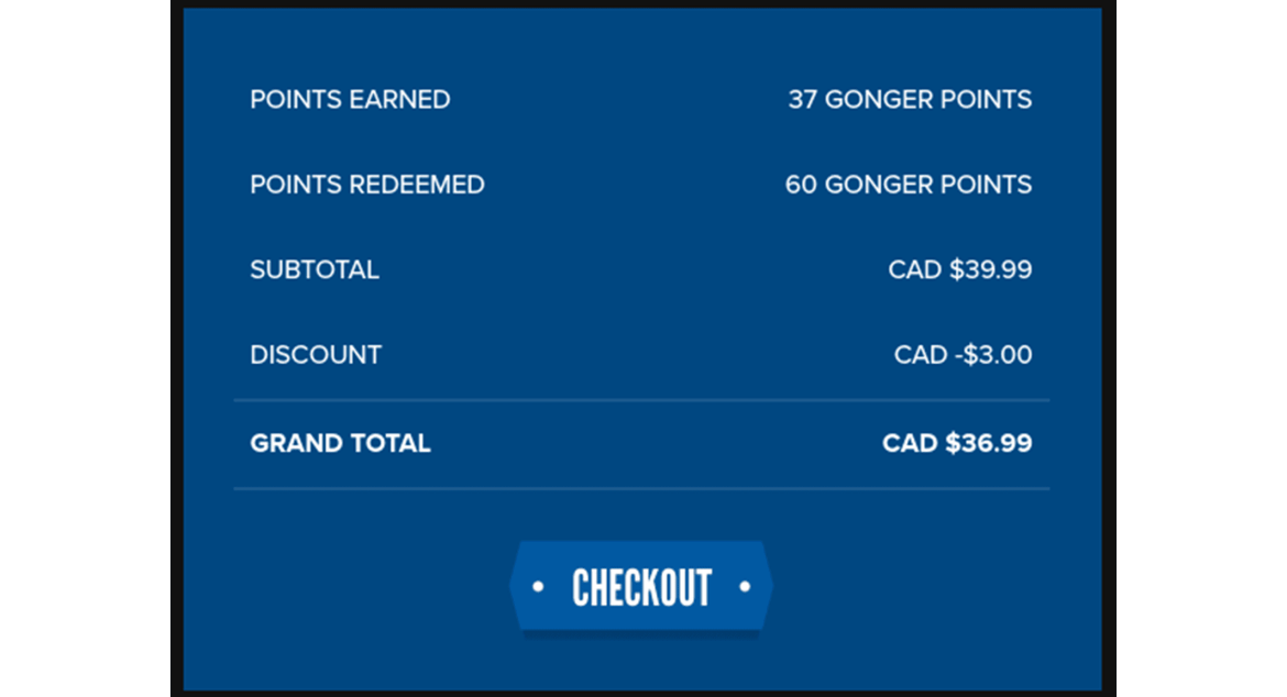 Gongshow loyalty rewards page