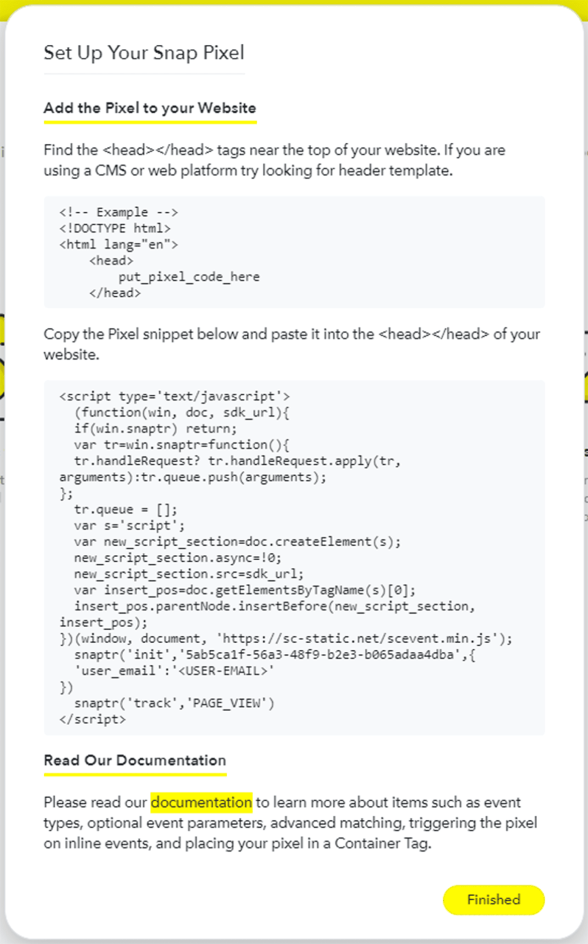 Set up your Snap Pixel