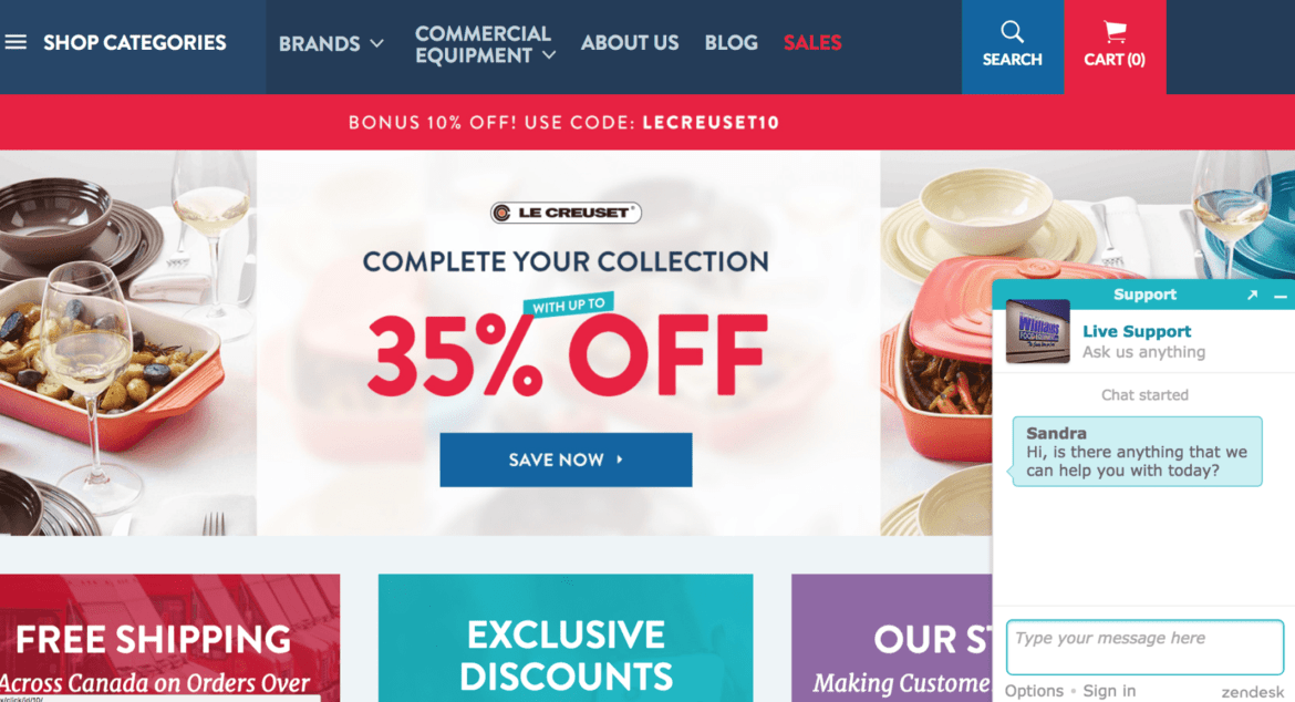 Website with live support pop-up overlay