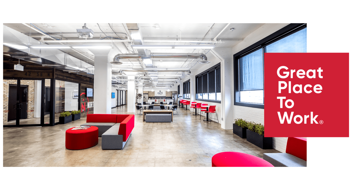 Northern office with "Great Place To Work" overlay