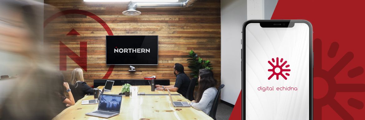 Northern boardroom with Echidna logo on phone
