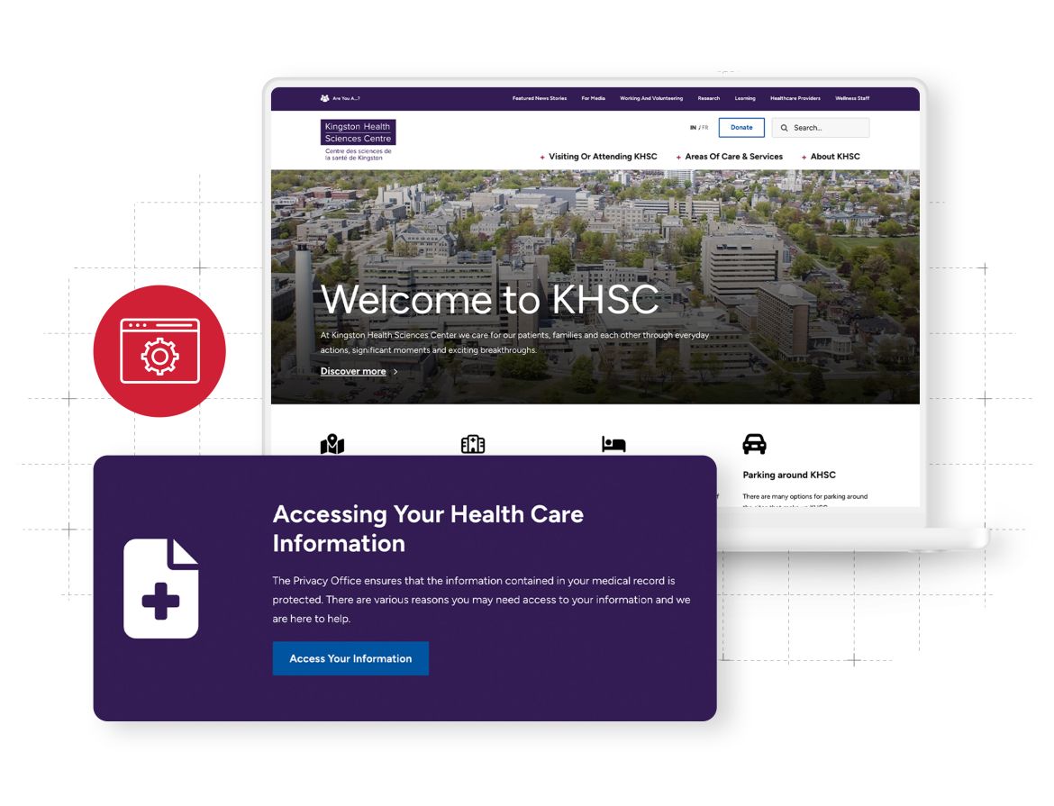 Kingston Health Sciences Centre Homepage displayed on white laptop