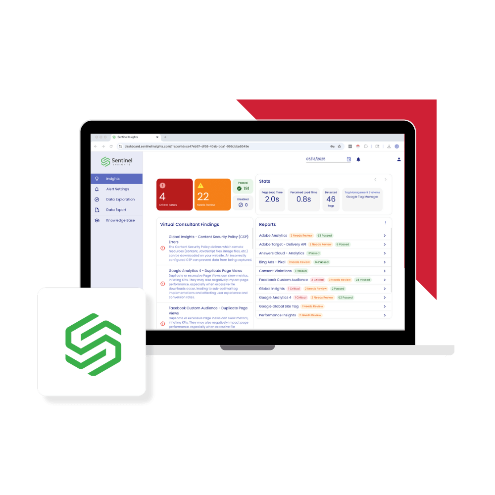 Sentinel Insights Hero in colour Laptop displaying Sentinel insights dashboard