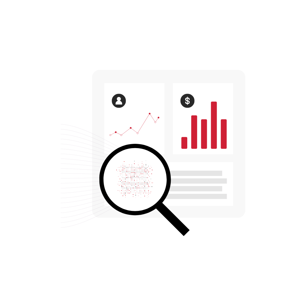 Why Sentinel Insights? Hero in colour Magnifying glass over two graphs