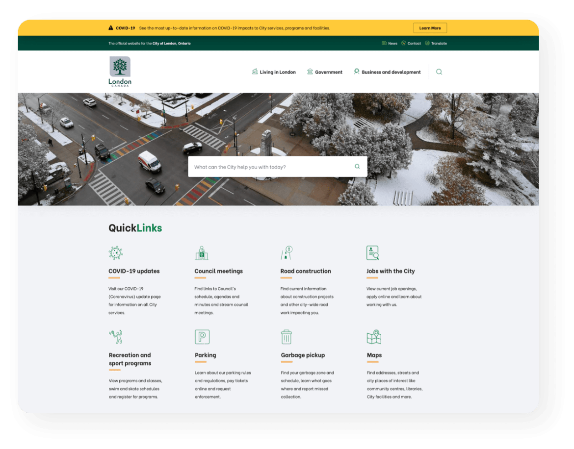 City of London website quick links page