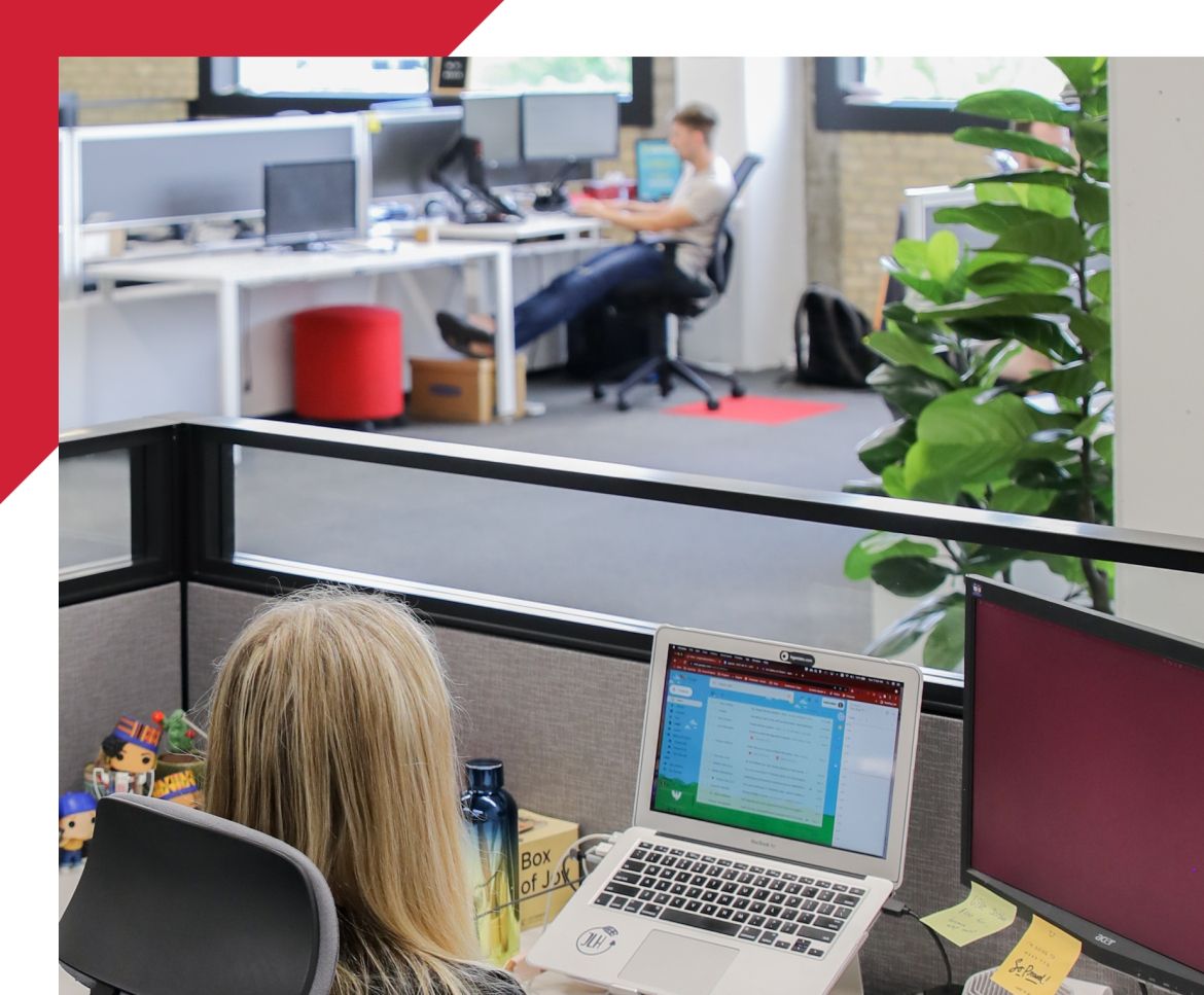 woman working on a computer