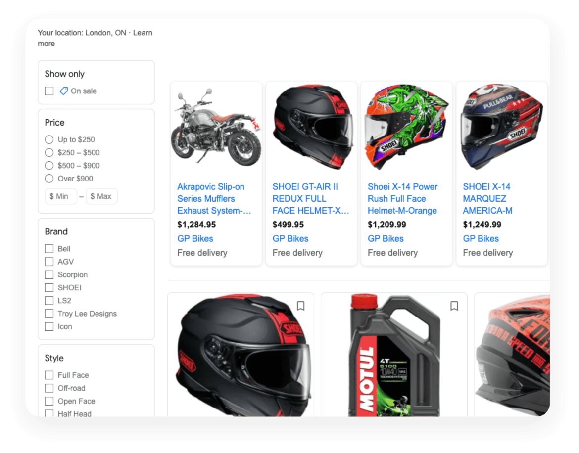 category view of the GP Bikes website