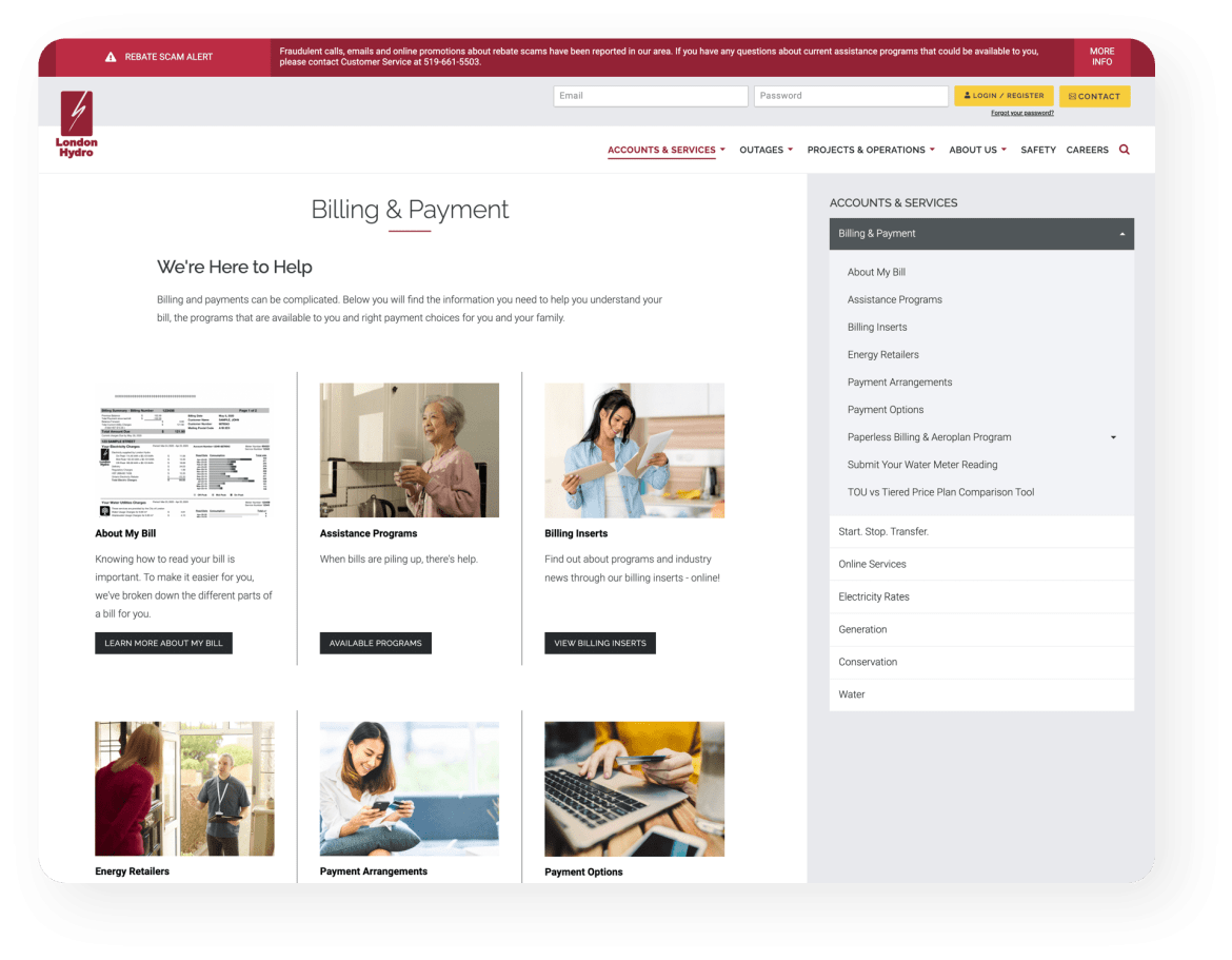 London Hydro website