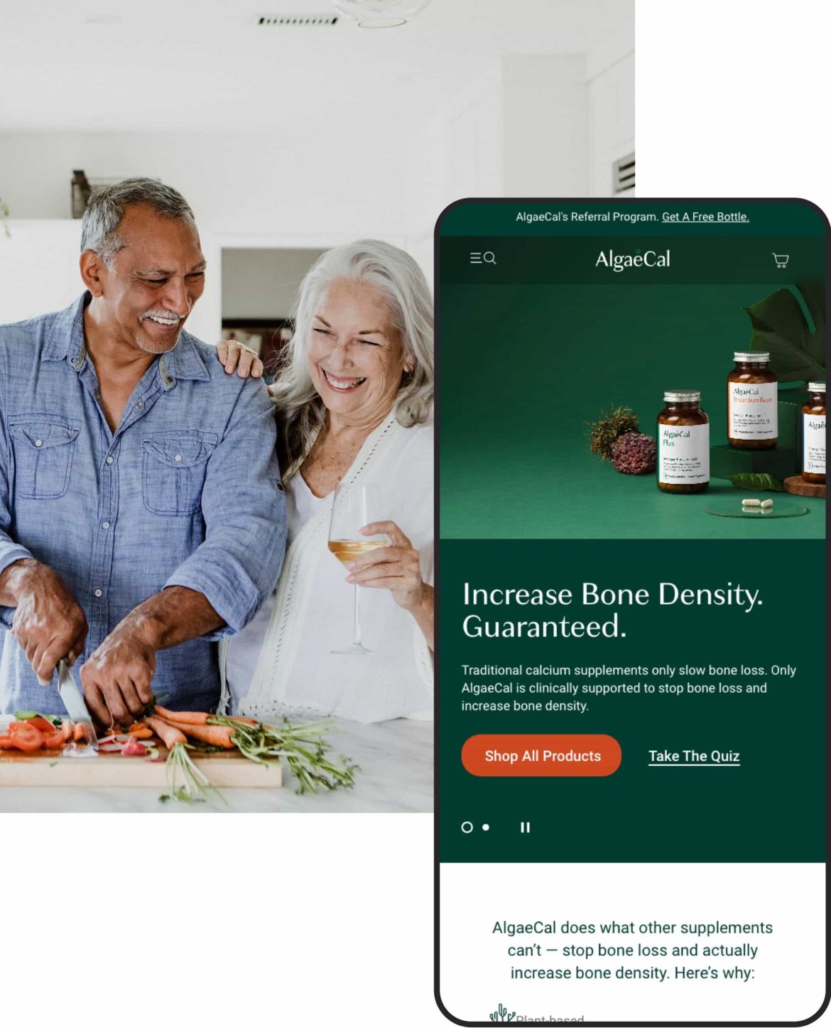 AlgaeCal mobile preview.