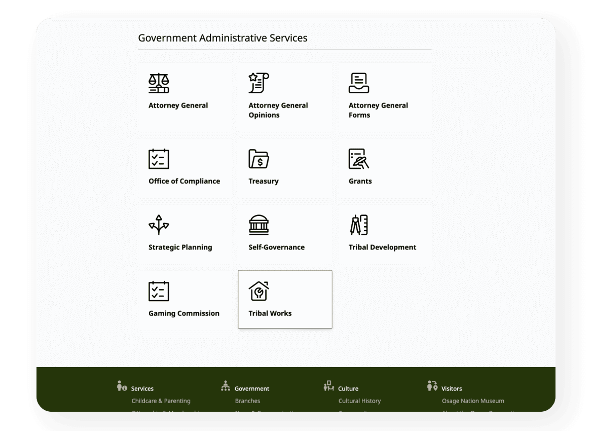 Osage website preview.