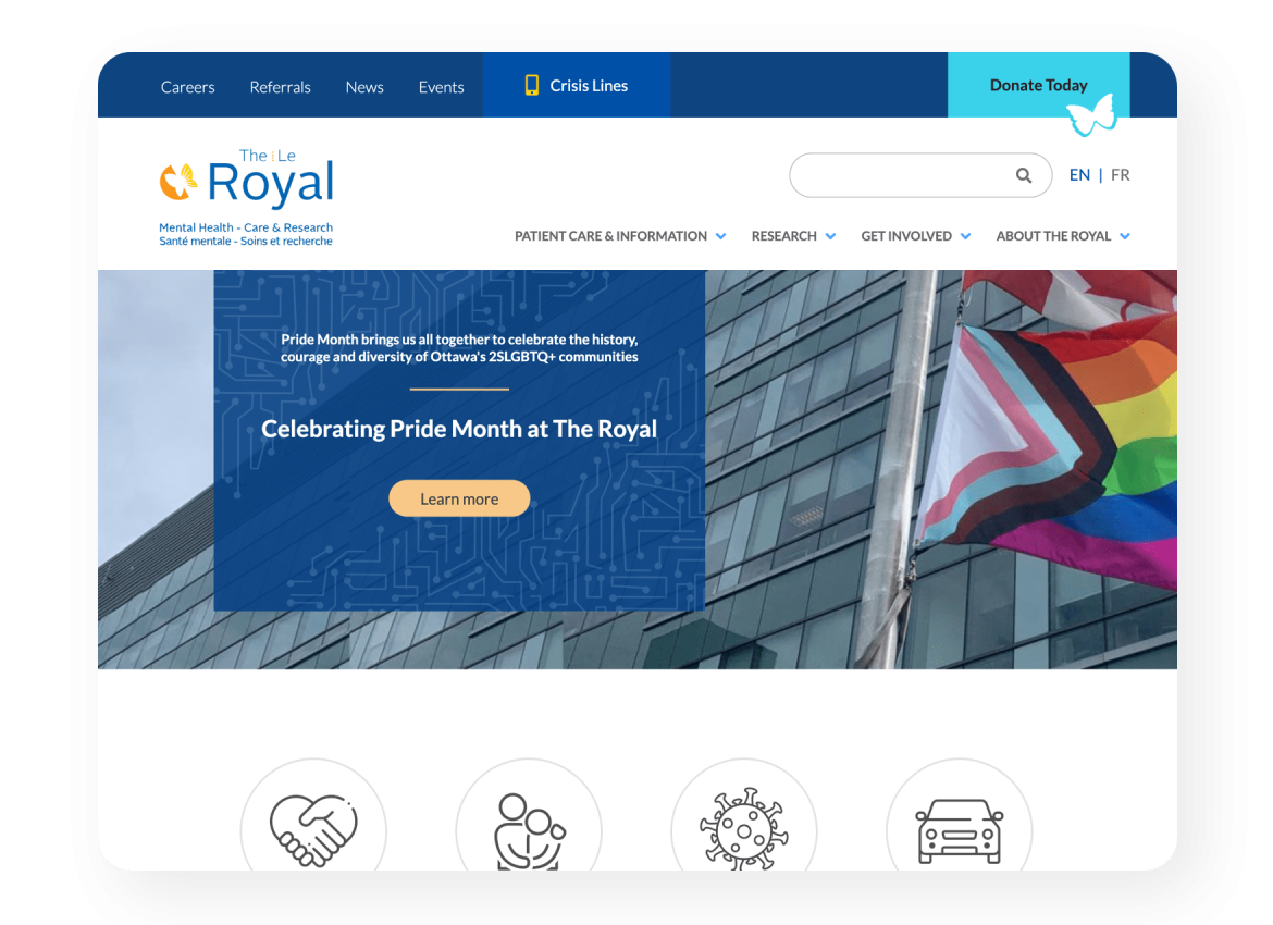 Royal CS Feature 1 The Royal website home page.