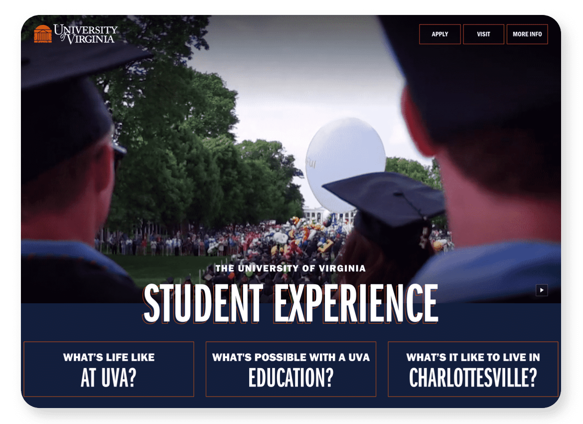 University of Virginia website, Student Experience page