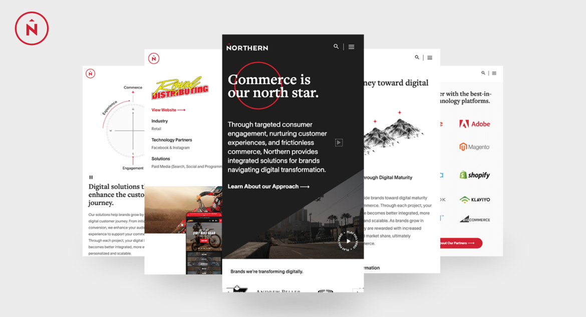 Images of the new Northern.co website