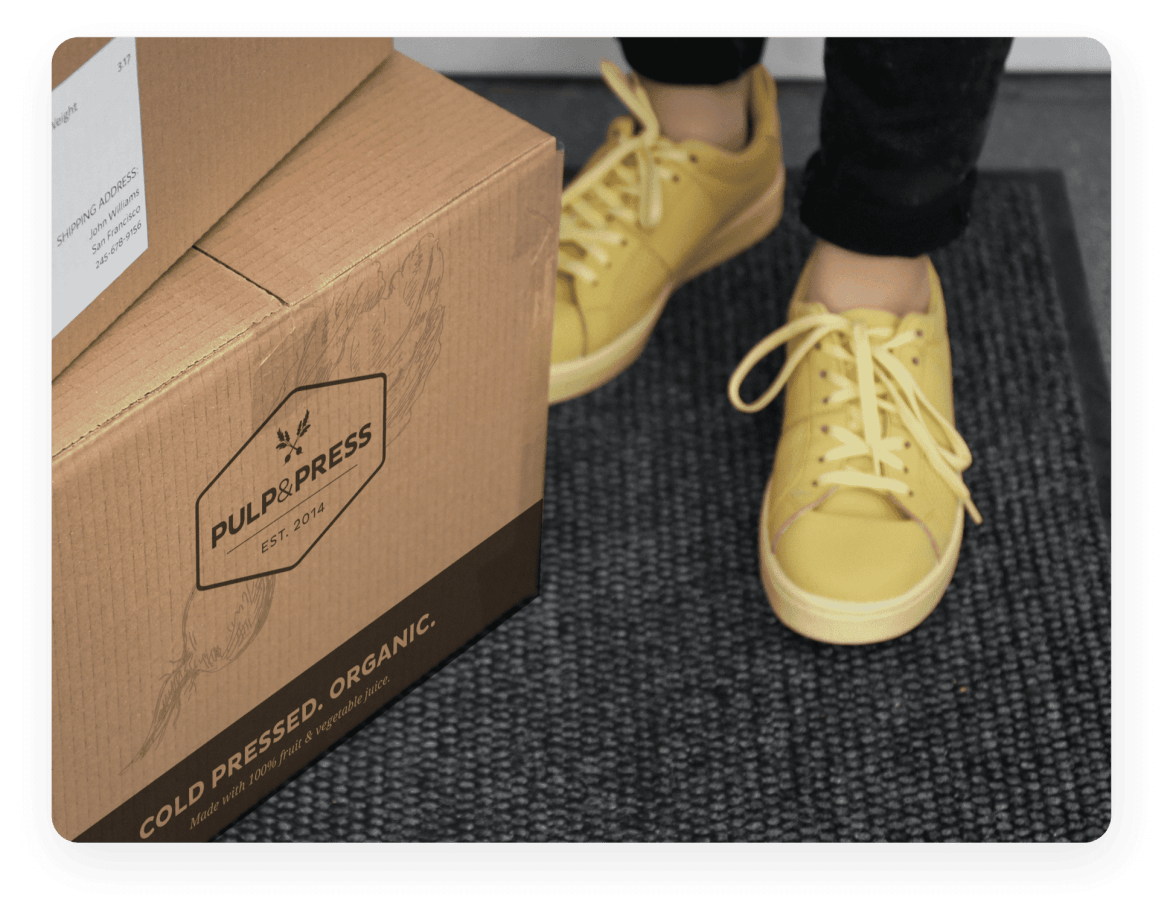 delivery box on a customers doorstep