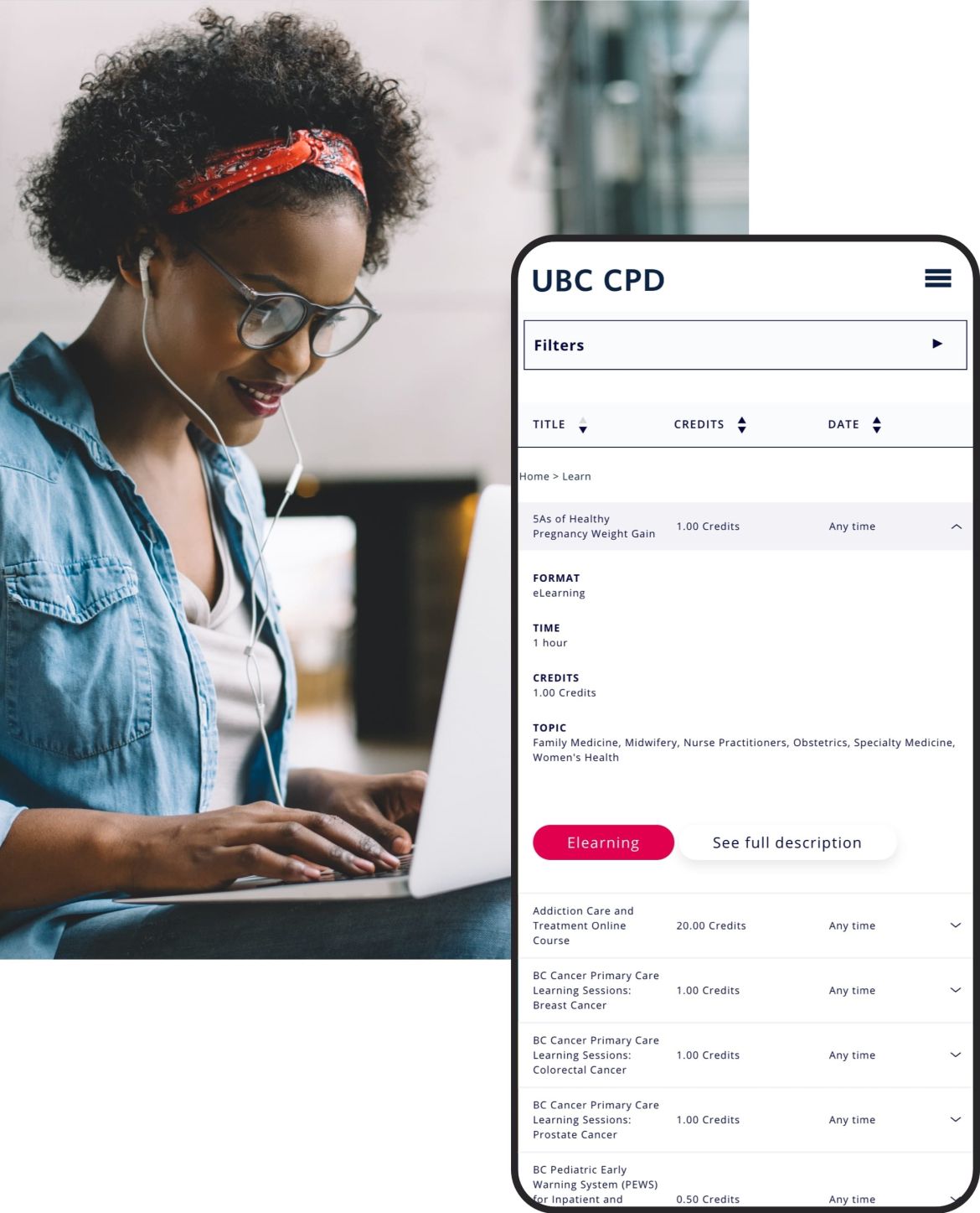 woman working on a laptop and phone mockup of website design