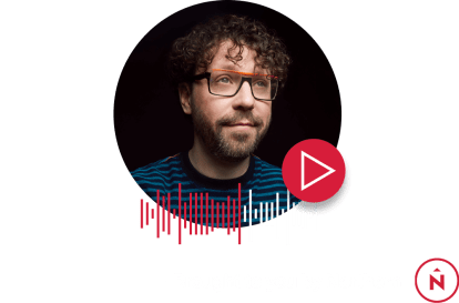 Paul Bellows with audio waves overlay