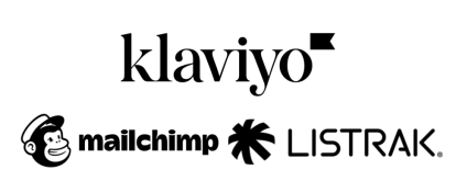 Klaviyo Mailchimp and Listrak logos