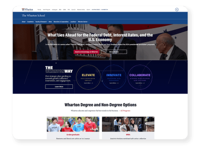 Screenshot of the Wharton website