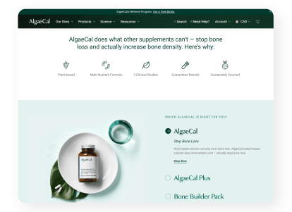 AlgaeCal home page.