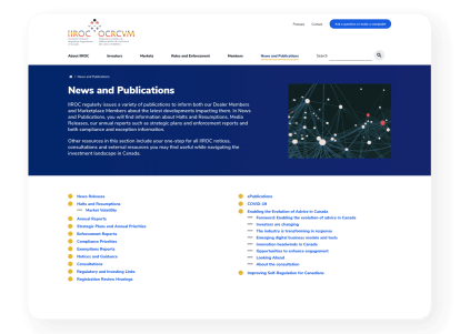 IIROC Webpage preview.