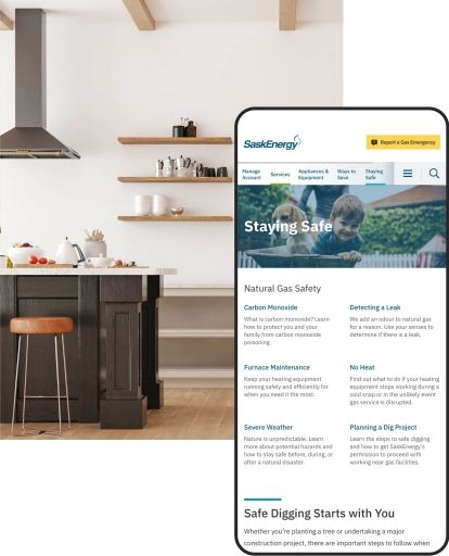 SaskEnergy mobile site rendering.