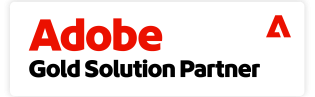 Adobe Gold Solutions Partner Seal with Adobe logo in the right corner