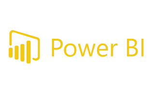  yellow Power BI logo followed by "Power BI" in yellow 