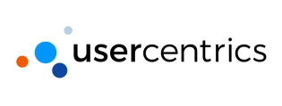 Usercentrics logo with the word 'usercentrics' in black text and a cluster of five colored circles—orange, blue, navy, and light blue—arranged to the left of the text