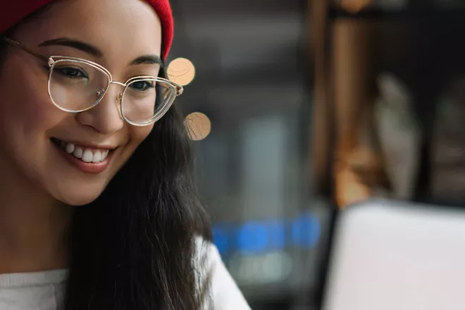 Woman working on laptop