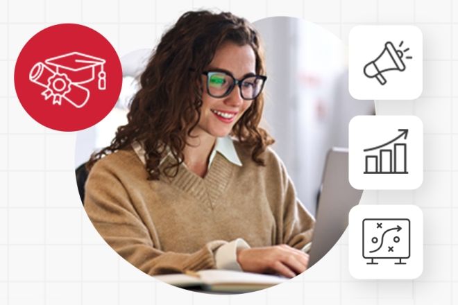 girl with glasses on laptop