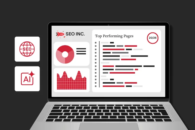 A laptop with a generic SEO tool open.