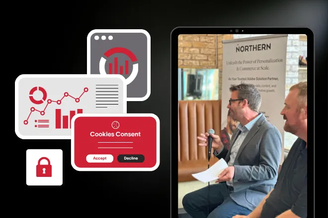 An image of an iPad with Scotty Hagen and Ben Thompson in a presentation along side a few other browsers.