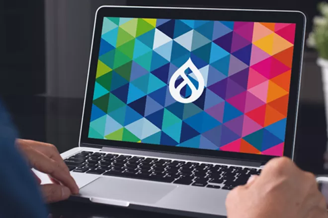 Drupalcon logo on laptop