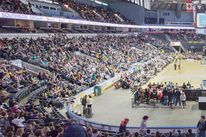 Crowd in sports arena