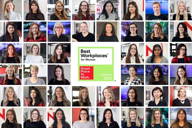 Best Workplaces for Women with collage of female Northerners