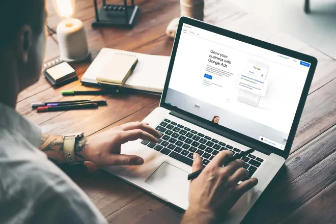 Person working on laptop