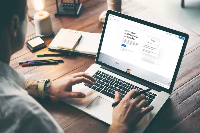 Person working on laptop