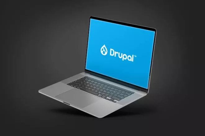 Drupal logo on laptop