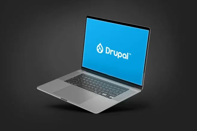 Drupal logo on laptop
