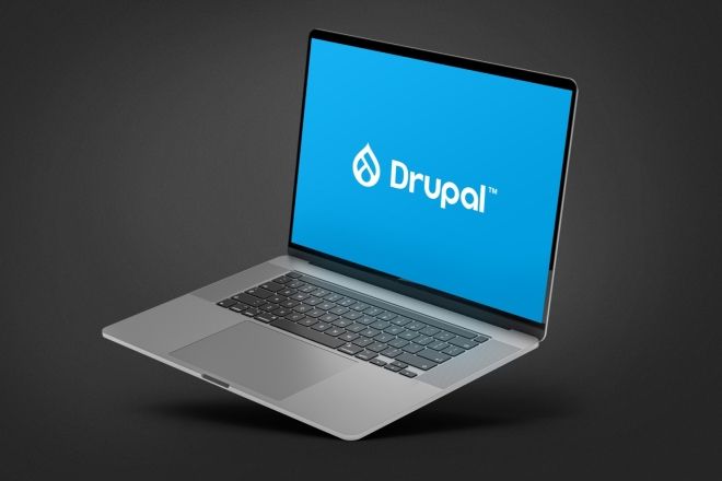 Drupal logo on laptop