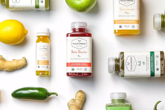 Pulp and Press juice bottles