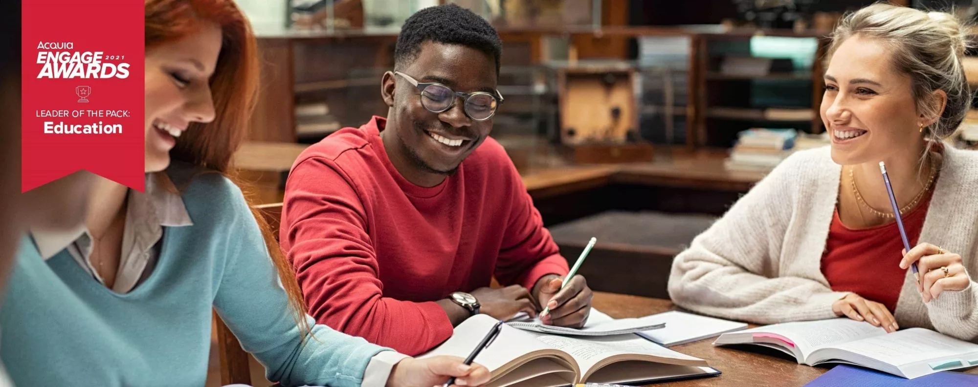 Students with Albany Law award winner badge