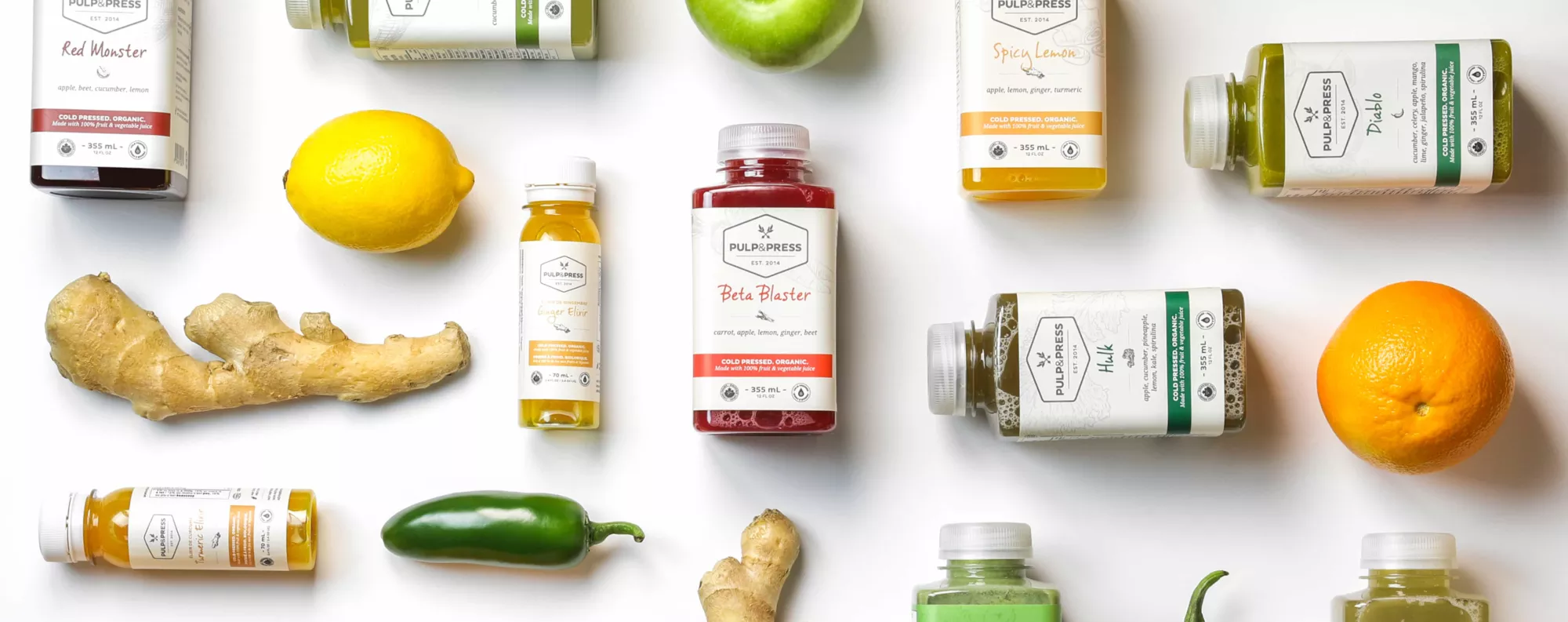 Pulp and Press juice bottles