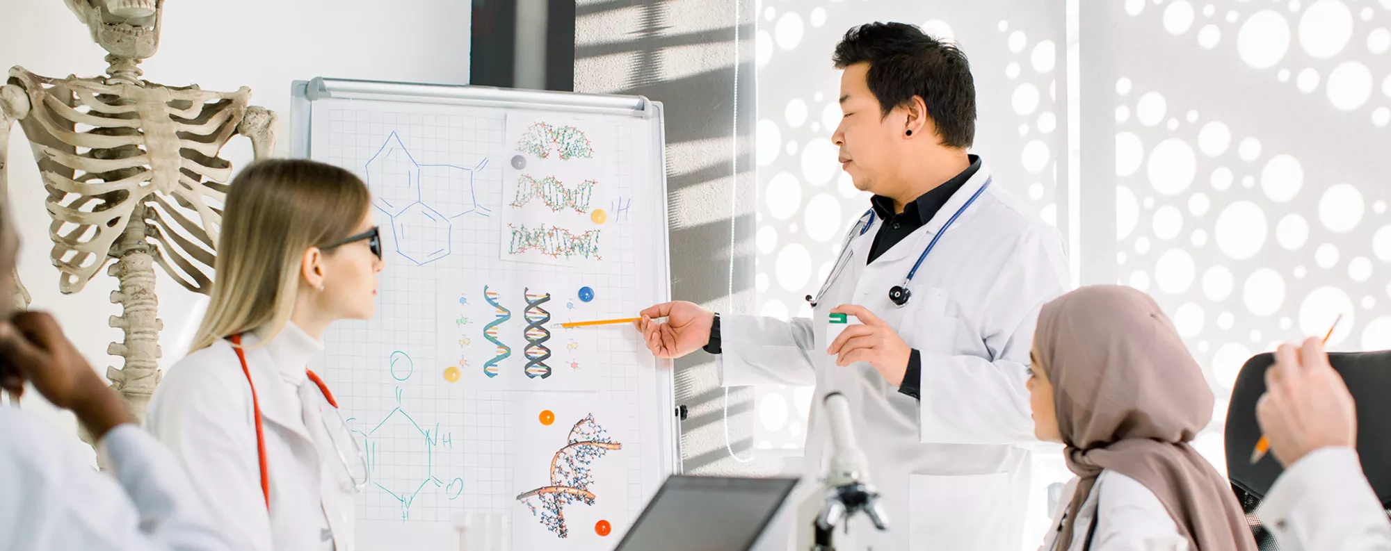 Professor teaching students.