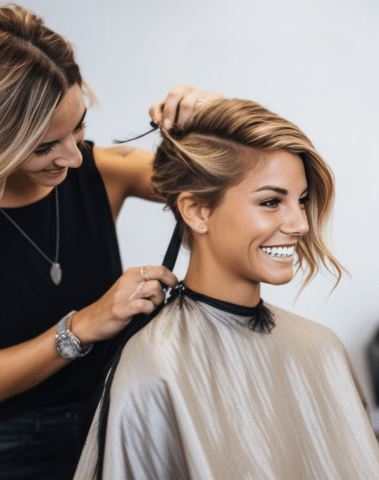 Women getting hair styled with Chatters logo in corner of image